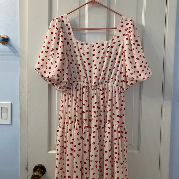 Sister Jane Red Floral Daisy Tiered Maxi Dress - Picture 2 of 6